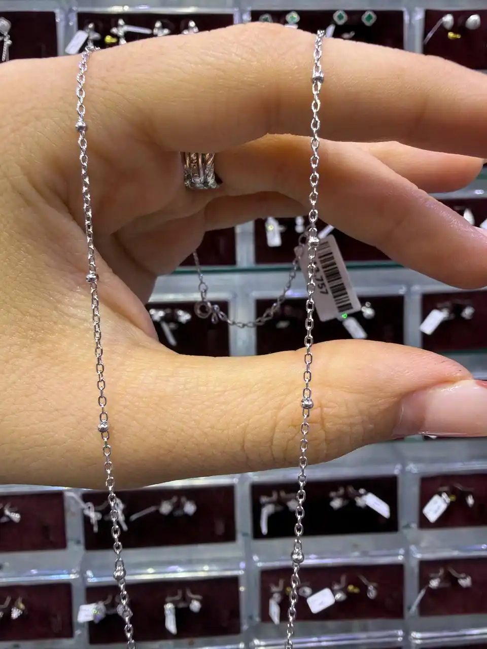 زنجیر نقره فیلامینگو گوی زنانه مردانه و دخترانه سایز ۴۰  وزن یک و نیم گرم (1 5  gr)
